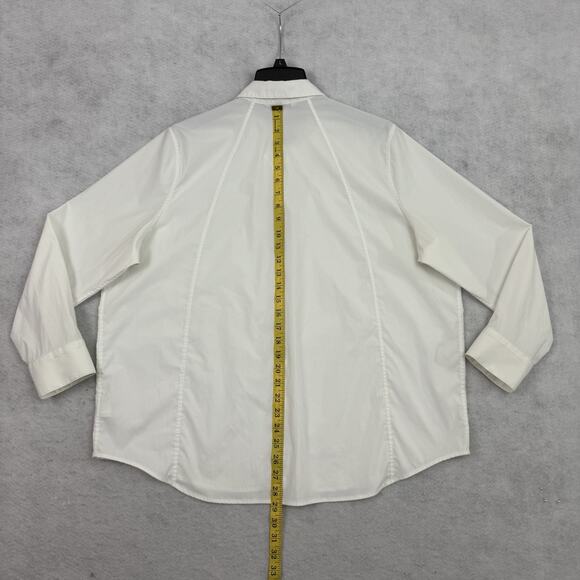 Athleta Shirt Womens Size 1X White Button Up Long Sleeve Preppy Classic - Picture 4 of 10